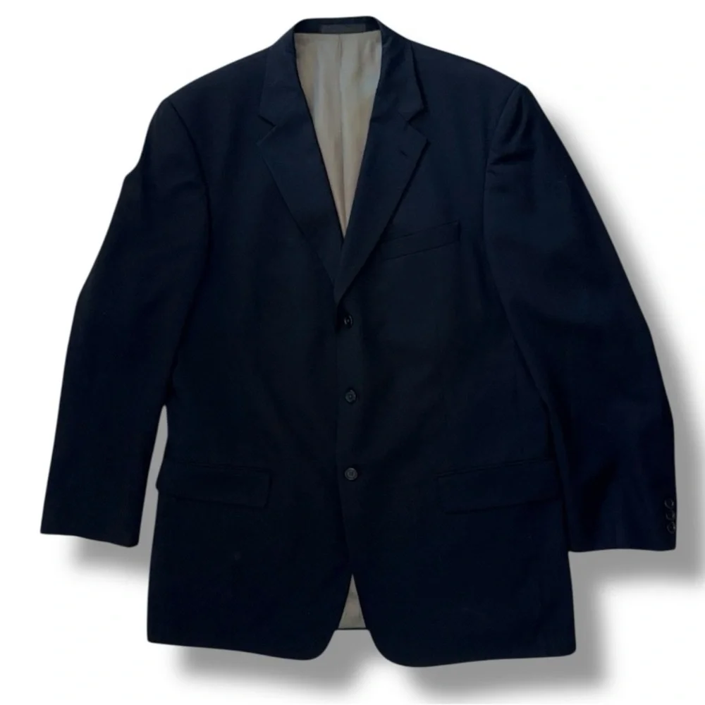 Tallia Uomo Super 100’s Wool Blazer Sport Coat Men’s 43L Dark Navy/Charcoal“